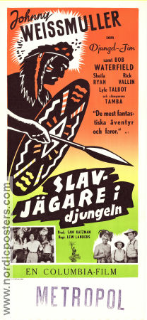 Slavjägare i djungeln 1951 poster Johnny Weissmuller Robert Waterfield Sheila Ryan Lew Landers Äventyr matinée Från serier