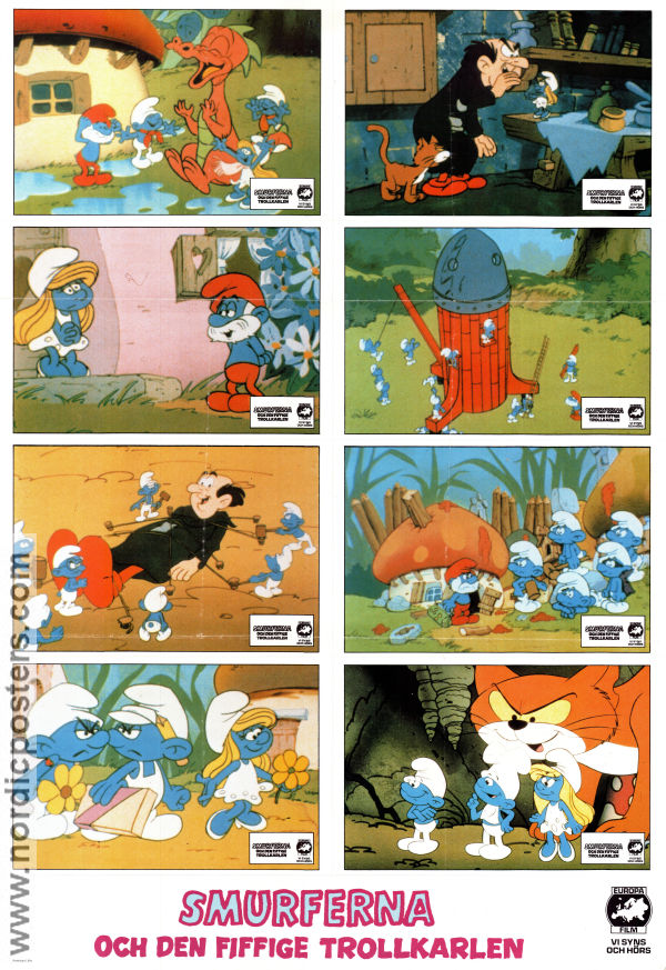 The Smurfs 1981 lobby card set Smurferna Smurfs Ray Patterson Production: Hanna-Barbera Animation From comics