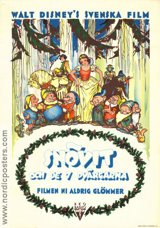 Snow White and the Seven Dwarfs 1937 movie poster Adriana Caselotti William Cottrell Poster artwork: Gustaf Tenggren Animation