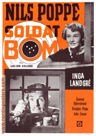 Soldat Bom 1948 movie poster Nils Poppe Inga Landgré Gunnar Björnstrand Lars-Eric Kjellgren