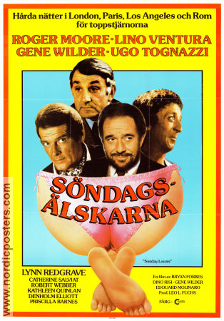 Sunday Lovers 1980 movie poster Roger Moore Lino Ventura Ugo Tognazzi Bryan Forbes