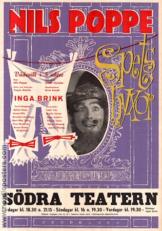 Spetsbyxor 1958 poster Nils Poppe Inga Brink Find more: Södra teatern Find more: Skåne