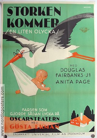 Thats My Baby 1926 movie poster Douglas Fairbanks Jr Birds Kids Eric Rohman art