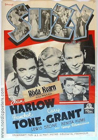 Suzy 1937 movie poster Jean Harlow Cary Grant Franchot Tone