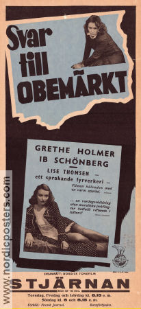 Svar till obemärkt 1946 poster Ib Schönberg Betty Helsengreen Grethe Holmer Danmark