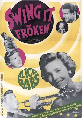 Swing it fröken 1956 movie poster Alice Babs Ingvar Kjellson Lasse Sarri Stig Olin Instruments Jazz
