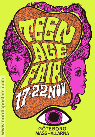 Teenaga Fair Göteborg Mässhallarna 1967 poster Poster artwork: Ulla Almquist-Larson