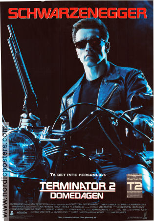 Terminator 2: Judgment Day 1991 movie poster Arnold Schwarzenegger Linda Hamilton Edward Furlong Robert Patrick Earl Boen James Cameron Motorcycles Guns weapons