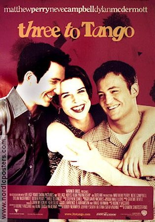 Three to Tango 1999 movie poster Matthew Perry Neve Campbell Dylan McDermott Damon Santostefano