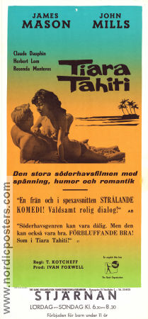 Tiara Tahiti 1962 poster James Mason John Mills Claude Dauphin Ted Kotcheff Strand