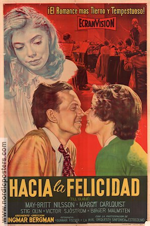 Hacia la felicidad 1950 movie poster Stig Olin Maj-Britt Nilsson Ingmar Bergman Poster from: Argentina
