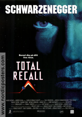 Total Recall 1990 movie poster Arnold Schwarzenegger Sharon Stone Michael Ironside Rachel Ticotin Paul Verhoeven Writer: Phillip K Dick Cult movies