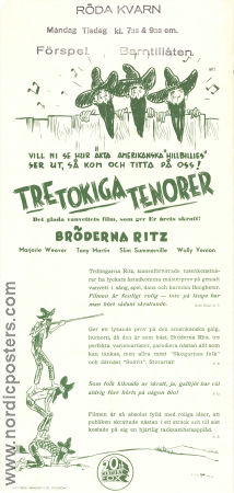 Tre tokiga tenorer 1938 poster The Ritz Brothers Harry Ritz Tony Martin David Butler