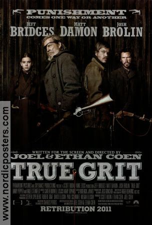 True Grit 2010 movie poster Jeff Bridges Matt Damon Josh Brolin Joel Ethan Coen