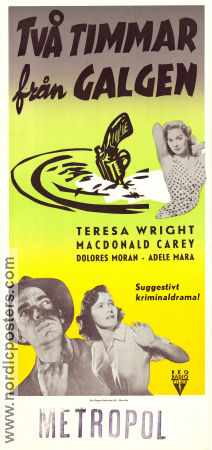 Två timmar från galgen 1953 poster Teresa Wright Macdonald Carey Dolores Moran Don Siegel Film Noir