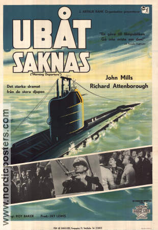 Morning Departure 1950 movie poster John Mills Nigel Patrick Richard Attenborough Roy Ward Baker Ships and navy