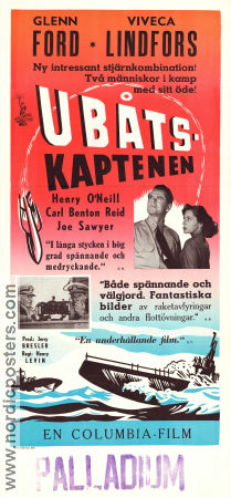 Ubåtaskaptenen 1950 poster Glenn Ford Viveca Lindfors Henry O´Neill Henry Levin