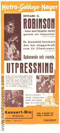 Utpressning 1939 poster Edward G Robinson Ruth Hussey Gene Lockhart HC Potter