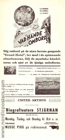 Vad hände ombord 1934 poster Jack Benny Gene Raymond Nancy Carroll Benjamin Stoloff Musikaler