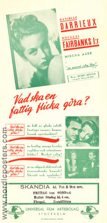 Vad ska en fattig flicka göra 1938 poster Danielle Darrieux Douglas Fairbanks Jr Mischa Auer Henry Koster