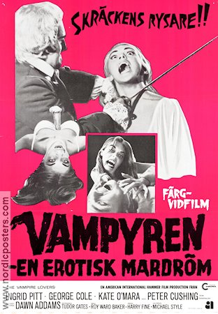 The Vampire Lovers 1970 movie poster Ingrid Pitt Peter Cushing Roy Ward Baker Production: Hammer Films