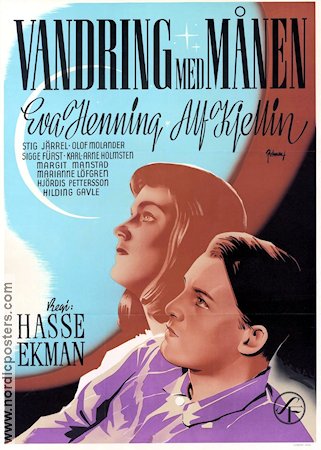 Wandering with the Moon 1945 movie poster Eva Henning Alf Kjellin Stig Järrel Hasse Ekman Romance