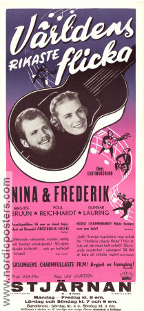 Världens rikaste flicka 1958 poster Poul Reichhardt Nina van Pallandt Frederik van Pallandt Lau Lauritzen Danmark