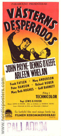 Västerns desperados 1951 poster John Payne Dennis O´Keefe Arleen Whelan Lewis R Foster