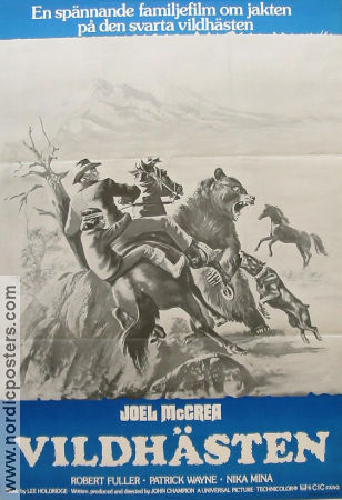 Vildhästen 1976 poster Joel McCrea Robert Fuller Patrick Wayne John C Champion Hästar