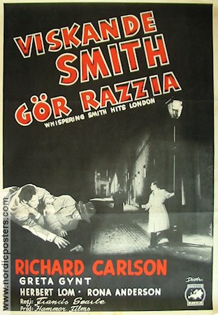 Whispering Smith Hits London 1952 movie poster Richard Carlson Greta Gynt