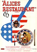 Alice´s Restaurant 1969 movie poster Arlo Guthrie Patricia Quinn James Broderick Arthur Penn Food and drink Instruments Rock and pop