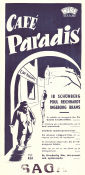 Café Paradis 1950 poster Poul Reichhardt Ib Schönberg Ingeborg Brams Bodil Ipsen Danmark