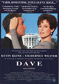 Dave 1993 movie poster Kevin Kline Sigourney Weaver Ivan Reitman Politics