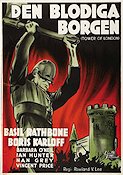 Den blodiga borgen 1939 poster Basil Rathbone Boris Karloff Barbara O´Neil Vincent Price Rowland V Lee