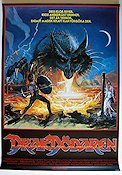 Dragonslayer 1983 movie poster Peter MacNicol Caitlin Clarke Ralph Richardson Matthew Robbins Dinosaurs and dragons