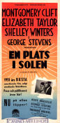 A Place in the Sun 1951 movie poster Elizabeth Taylor Montgomery Clift Shelley Winters George Stevens