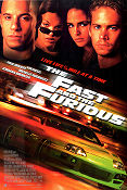 The Fast and the Furious 2001 movie poster Paul Walker Vin Diesel Michelle Rodriguez Jordana Brewster Rob Cohen Cars and racing