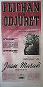 La Belle et la Bete 1947 movie poster Jean Marais Josette Day Jean Cocteau