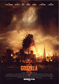 Godzilla 2014 movie poster Aaron Taylor-Johnson Elizabeth Olsen Bryan Cranston Gareth Edwards Dinosaurs and dragons