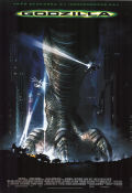 Godzilla 1998 movie poster Matthew Broderick Jean Reno Maria Pitillo Roland Emmerich Dinosaurs and dragons