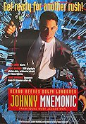 Johnny Mnemonic 1995 movie poster Keanu Reeves Dolph Lundgren Dina Meyer Robert Longo