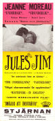 Jules och Jim 1962 poster Jeanne Moreau Oskar Werner Henri Serre Francois Truffaut Romantik Konstaffischer