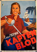 Captain Blood 1935 movie poster Errol Flynn Olivia de Havilland Basil Rathbone Adventure and matine