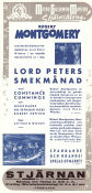 Lord Peters smekmånad 1940 poster Robert Montgomery Constance Cummings Leslie Banks Arthur B Woods Text: Dorothy L Sayers