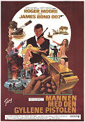 The Man with the Golden Gun 1974 movie poster Roger Moore Britt Ekland Christopher Lee Poster artwork: Robert E McGinnis Guns weapons