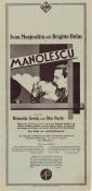 Manolescu 1929 poster Ivan Mozzhukhin Brigitte Helm Heinrich George Viktor Tourjansky Filmbolag: UFA