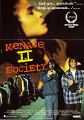 Menace II Society 1993 movie poster Tyrin Turner Larenz Tate June Kyoto Lu Albert Hughes Gangs Guns weapons