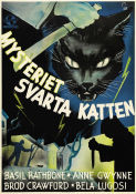 The Black Cat 1941 movie poster Basil Rathbone Bela Lugosi Hugh Herbert Broderick Crawford Albert S Rogell