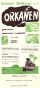 The Hurricane 1937 movie poster Dorothy Lamour Jon Hall Mary Astor John Ford