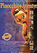 The Adventures of Pinocchio 1996 movie poster Martin Landau Jonathan Taylor Thomas Genevieve Bujold Steve Barron